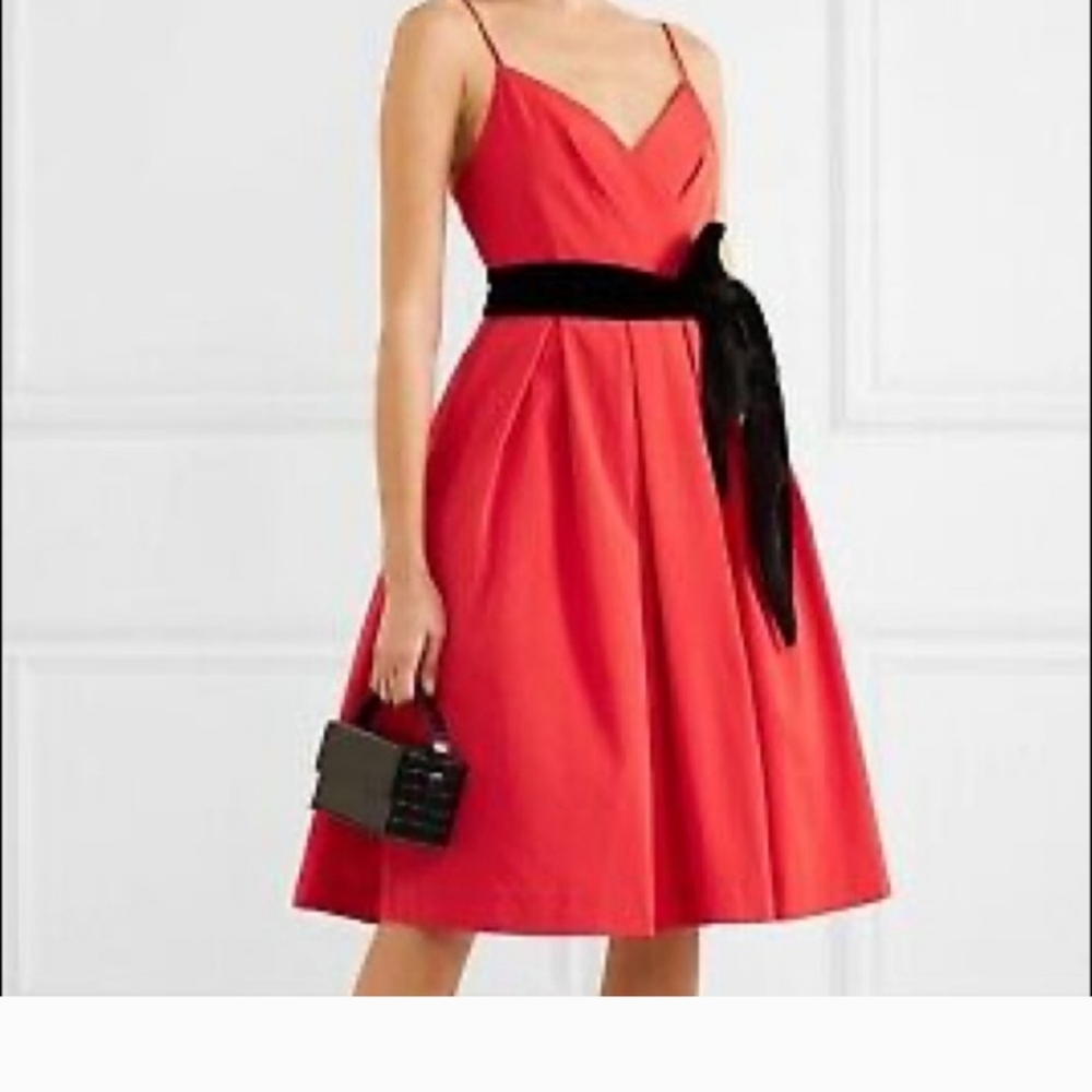 🎉HP🎉 J. Crew A-Line Holiday Red Spaghetti Strap Dress With Velvet Sash - 4 - Picture 4 of 15